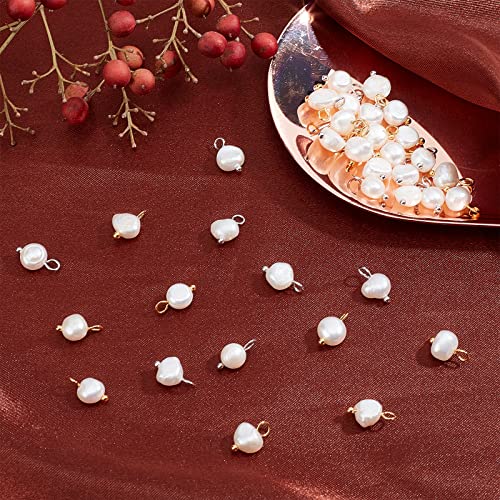 Beebeecraft 40Pcs 2 Colors Freshwater Pearl Charms Baroque Natural Irregular White Pearl Dangle Drop Charms Pendant for DIY Bracelet Necklace Jewelry Making - Image 4