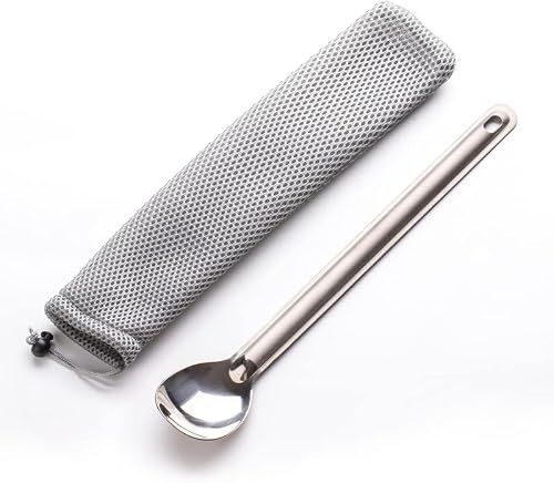 XITAI Titanium Long Handle Spork Spoon with Polished Bowl Outdoor Ultralight Portable Campfire Flatware for Camping Backpacking