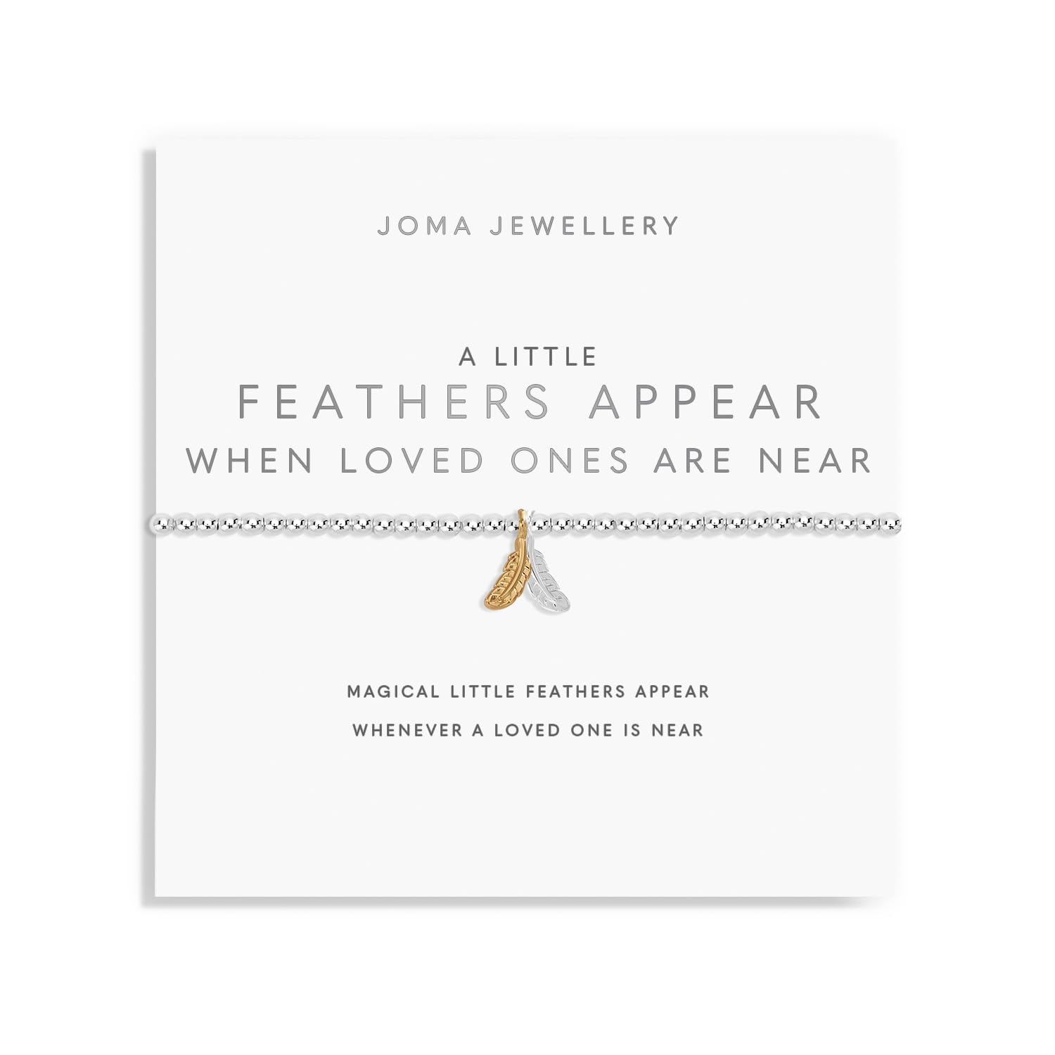 Joma Jewellery Braccialetto Argento Quot;A Littlequot; Con Scritta: Quot;A Little Feathers Appear When Loved Ones Are Nearquot; - Regalo Sentimentale