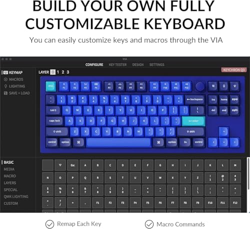 Keychron Q3 Wired Custom Mechanical Keyboard Knob Version, TKL Tenkeyless QMK/VIA Programmable Macro with Hot-swappable Gateron G Pro Blue Switch Double Gasket Compatible with Mac Windows Linux (Blue) by Keychron - Image 4
