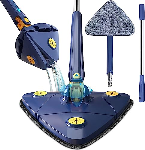 Image of 360 Rotating Triangle Mop with Adjustable Long Handle, Microfiber Flat Mop for Floor, Wall & Corner Cleaning, Easy Squeeze Cleaner for Home & Kitchen