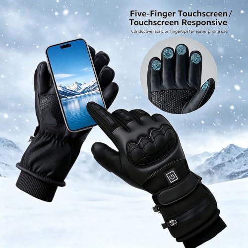 Mens Heated Gloves Windproof Thermal Heating Gloves for Winter Outdoor - image 5