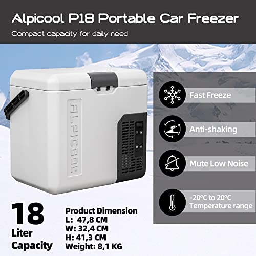 Alpicool P18 18L Mini koelkast compressor Auto Koelkast, draagbare elektrische Autokoelkast 12/24V DC en 100-240V AC voor auto, vrachtwagen, camping met stopcontact en USB-poort - Image 3