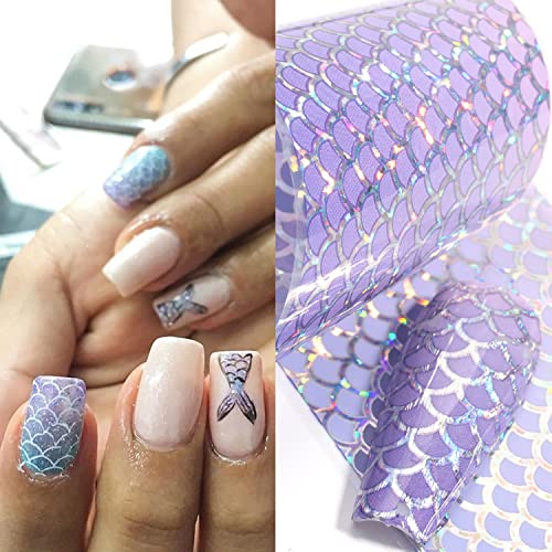Summer Nail Art Stickers Mermaid Foil Transfer Nail Decals Fish Scale Pattern Diy Manicure Decoration For Women Girls Kids #TOP5