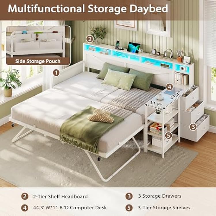 VIAGDO Daybed Twin with Pop Up Trundle, Farmhouse Global | Ubuy