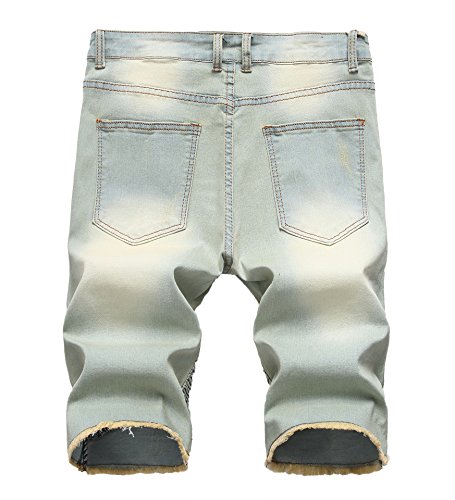 Enrica Mens Casual Ripped Destroyed Distressed Jeans Denim Shorts (32, Vintage Blue) #TOP1