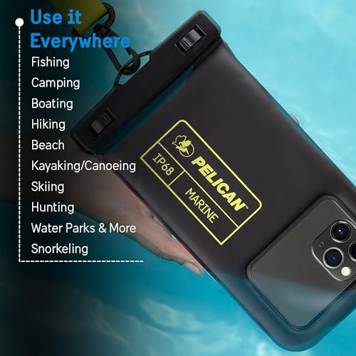 Pelican Marine - IP68 Waterproof Phone Pouch (Regular Size) Floating Waterproof Phone Case - Beach Cruise Ship Travel Essentials - Works with All Phones - Detachable Lanyard - Black/Hi-Vis Yellow by Pelican - Image 7