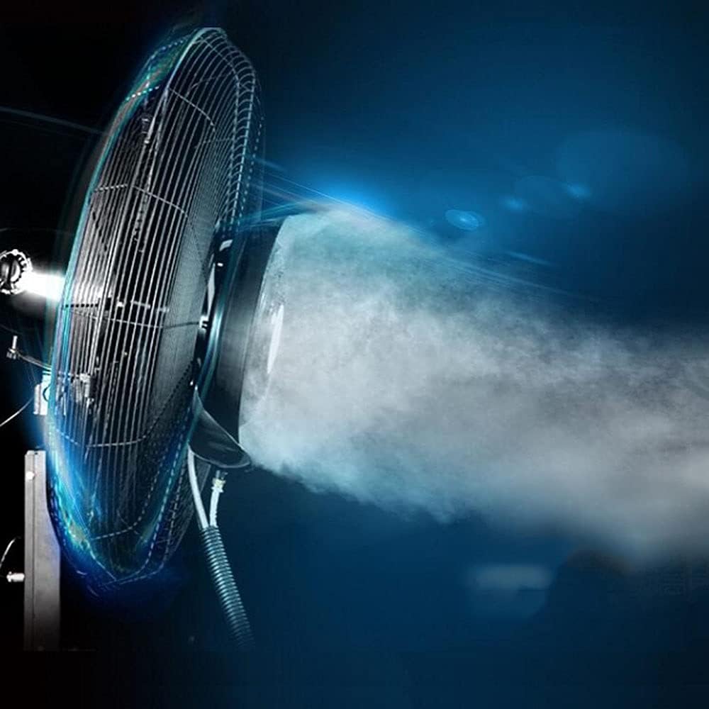 Misting Fan Outdoor Commercial Oscillating Pedestal Fan with Mist for Patio, Outside Restaurant, Garage, Gym, Factory Workshop, 3 Cooling Speeds