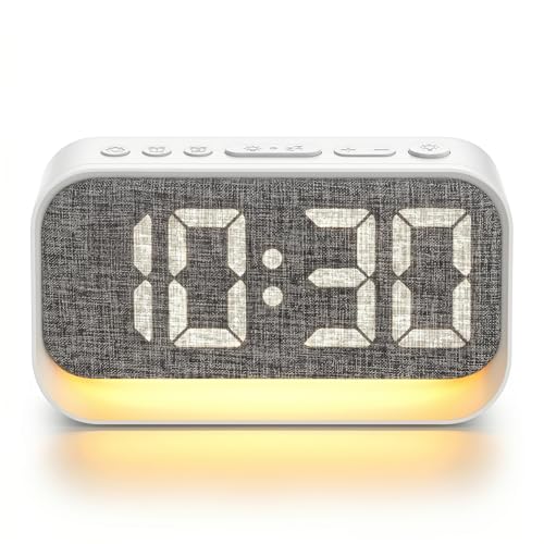 Sveglia Digitale, LED Sveglia da Comodino con Luce, Orologio Digitale da Comodino/Scrivania, Alimentazione a Rete/Batteria, Luminosità Regolabile, Funzione Snooze