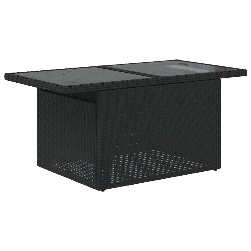 vidaXL Tavolo da Giardino Piano in Vetro Nero 100x55x73 cm Polyrattan