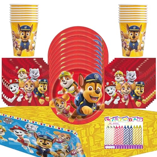 Fournitures anniversaire Paw Patrol pack de vaisselle jetable avec nappe et assiettes