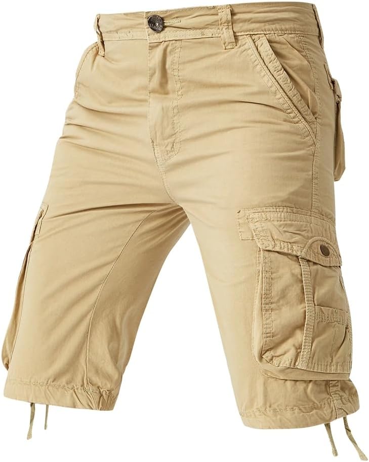 Men's Bermuda Cargo Shorts Cotton Loose Outwear Shorts No Belt