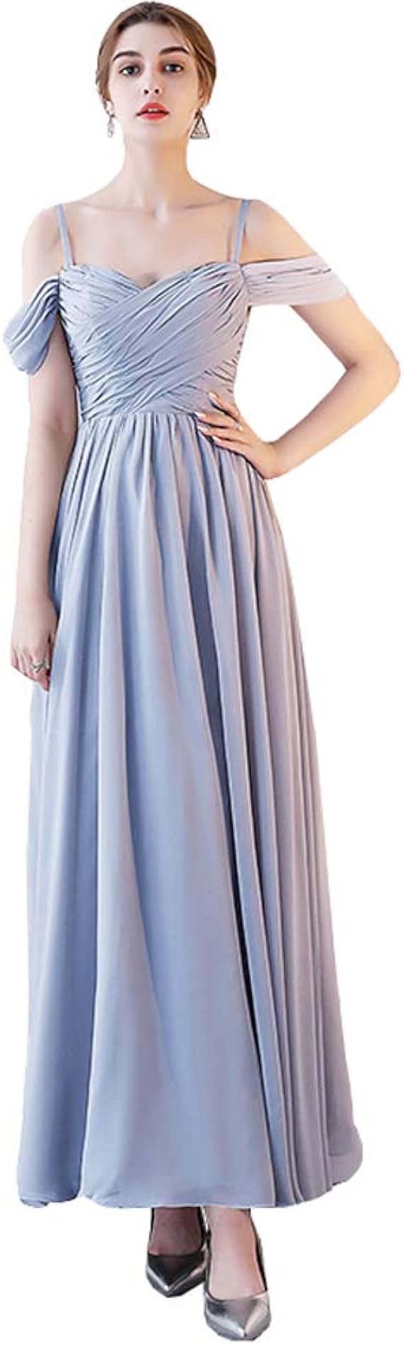 Amazon グレードレス ロングドレス スレンダーライン 6タイプ パーティードレス ワンピース ブライズメイド ロングドレス 結婚式 グレー ドレス フォーマル 二次会 パーティードレス 舞踏会 演奏会 披露宴ドレス イブニングドレス 通販