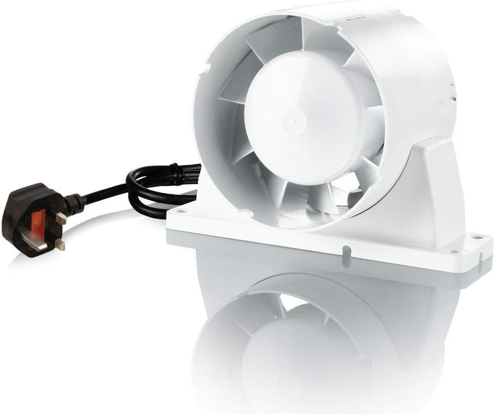 5-inch 125mm Silent Inline Extractor Duct Fan for Hydroponics Grow Room Tent Bathroom Kitchen with Plug and Lead