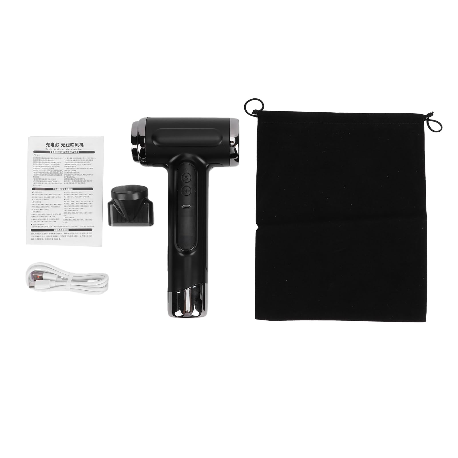 Cuifati Secador de Pelo Inalámbrico, Secador de Pelo Portátil con Batería Recargable por USB de 15600 MAh, de Portátil de Viaje con Boquilla Concentradora para Dormitorio Al
