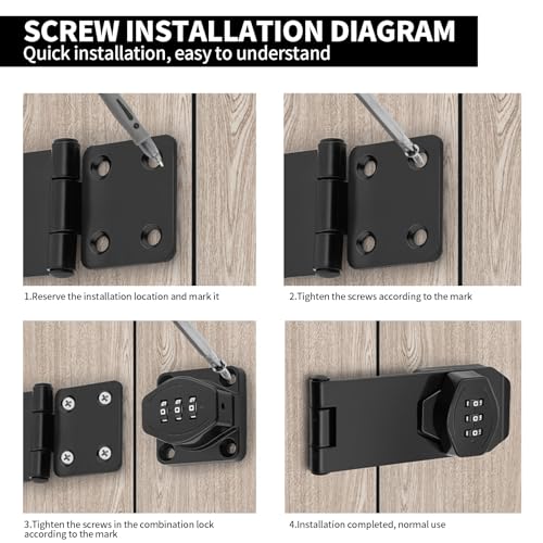 2 Stück Sicherheitsüberfalle, Überfalle Abschließbar Schrank Schloss mit Code Zahlenschloss 3-Stelliges Türriegel Drehbare 4 Zoll für Kleine Türen Schränke Garten(Schwarz)
