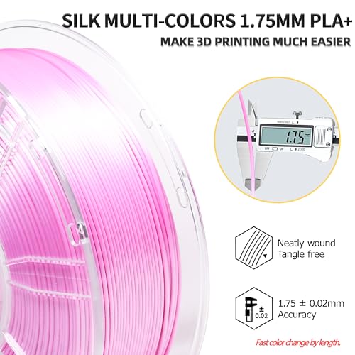Image of iBOSS Silk Filament PLA+ 1.75mm Clog-Free Shiny 3D Printer Filament, 1kg Spool (2.2lbs), Dimensional Accuracy + /- 0.02 mm, Fit Most FDM Printer(Silk Pink)