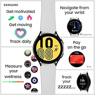 Samsung Galaxy Watch4 Smart Watch, Health Monitoring, Fitness Tracker, Long Lasting Battery, Bluetooth, 44mm, Black (UK Version) (Renewed)