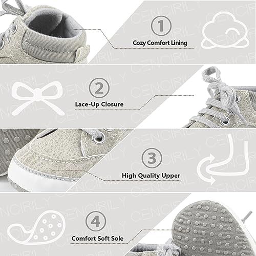 Image of CENCIRILY Baby Boys Girls High Top Sneakers Soft Soles Anti Skid Infant Ankle Shoes Toddler Prewalker First Walking Crib Shoes