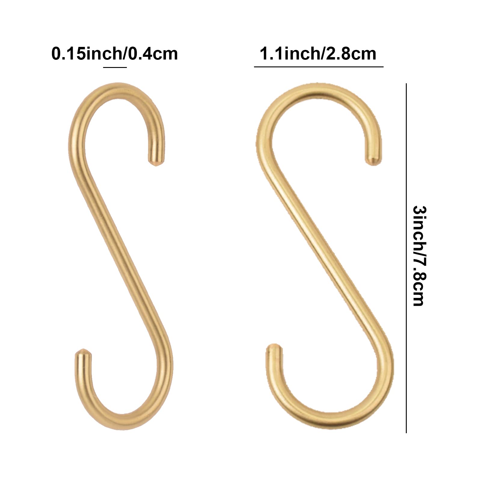 YANGQIHOME Ganci A S In Ottone - 6 Pezzi, Ideali Per Cucina, Bagno, Camera Da Letto E Ufficio - Foto 13