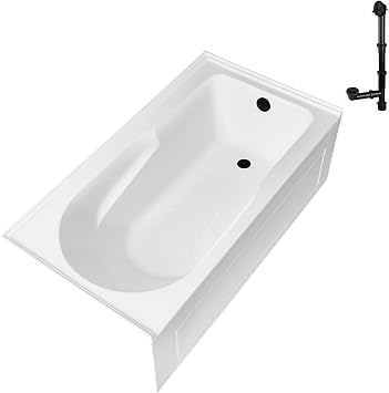 Streamline GA-309-20-ORB 60 in. x 32 in. Acrylic Right-Hand Drain Alcove Bathtub in Glossy White With External Drain in Matte Oil Rubbed Bronze