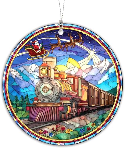 Train Ornaments for Christmas Tree, Santa Funny Christmas Ornaments 2025, Classic Train Ornament for Men Women, Holiday Decoration Gift for Son Family Friends, Unique Xmas Ornament Hanging Decor