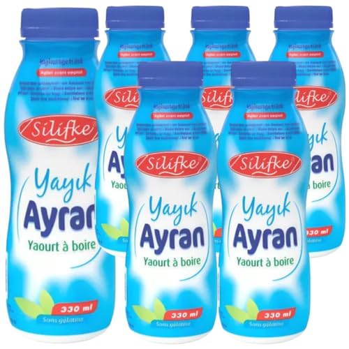 Silifke Ayran – Bebida de yogur con leche, práctica y refrescante, 330 mililitros, 6 unidades