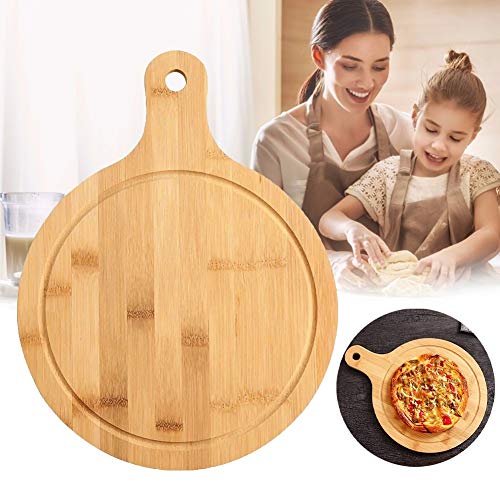 Guojanfon Bamboo Cutting Board ,Meat Chopping Boards,Pizza Peel Paddle With Handle For Homemade Baking Pizza Bread Cake Fruit Vegetables (Round-Board) #TOP5