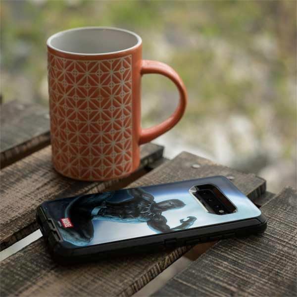 Skinit Decal Phone Skin Compatible with OtterBox Defender Galaxy S10 - Officially Licensed Marvel Black Panther Jumping Through Air Design