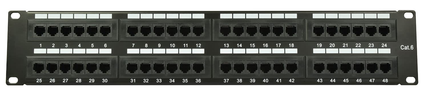 Adastra Patch Panel di rete a 48 porte Cablaggio Cat6 ad alta velocità, CAT5 e CAT5e