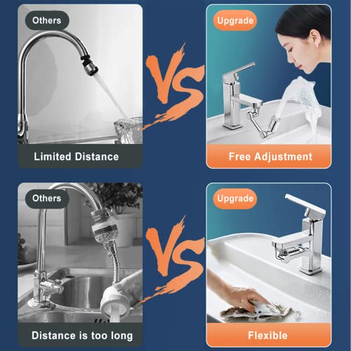 1080° Swivel Faucet Extender Universal Sink With 2 Modes, Wide Range Angle Adjustment Faucet Aerator, Kitchen Tap Splash Filter, Faucet Bubbler, 3 Different Threads Of 20/22/24Mm #TOP6
