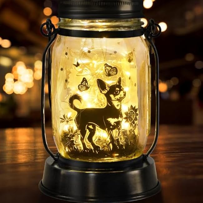 Dog Solar Lanterns Dog Lover Gifts for Women Men Dog Lovers Gifts Hanging Dog Lanterns with Stake for Yard Lawn Garden Decor Waterproof Dog Lights Torches