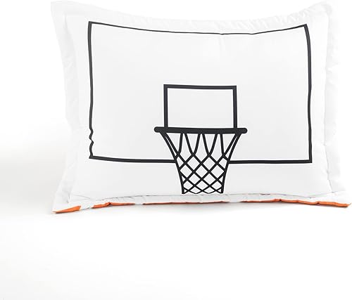 Miniatura 7 de Lush Decor Juego de edredón reversible de juego de baloncesto, juego de 4 piezas, individual, blanco y azul marino, juego de ropa de cama suave para