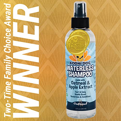 New Waterless Dog Shampoo | Natural Dry Shampoo For Dogs Or Cats No Rinse Required | Made With Natural Extracts | Vet Approved Treatment - Made In Usa (Oatmeal And Apple, 8 Fl Oz) #TOP1