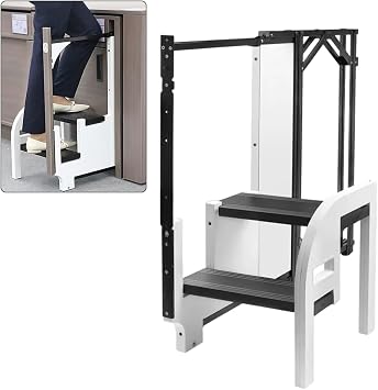 Metal 2 Step Hidden Step Ladders No Slip 550lbs Heavy Duty Load Capacity Step Stool, Open on Either Side, Step Stool Helper, Ultra Thin Folding Step Ladder for Home & Kitchen