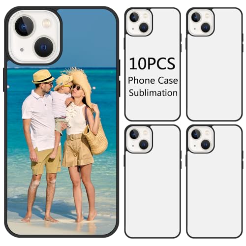 OKBA Lot de 10 coques de téléphone vierges pour téléphone 15 Plus de 17 cm avec TPU souple + polycarbonate rigide, plaque arrière en feuille d'aluminium, noir mat, souple, résistant aux chocs