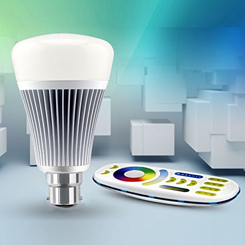 LIGHTEU, 1x 8W B22 Wireless B22 8W 2.4G RF Remote Control RGBW+CCT LED Bulb Lights with a 4 Zone Remote Control