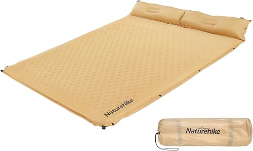 Naturehike Colchoneta de dormir para camping, ultraligera para 2 personas con almohada, inflado rápido, almohadilla de espuma viscoelástica para