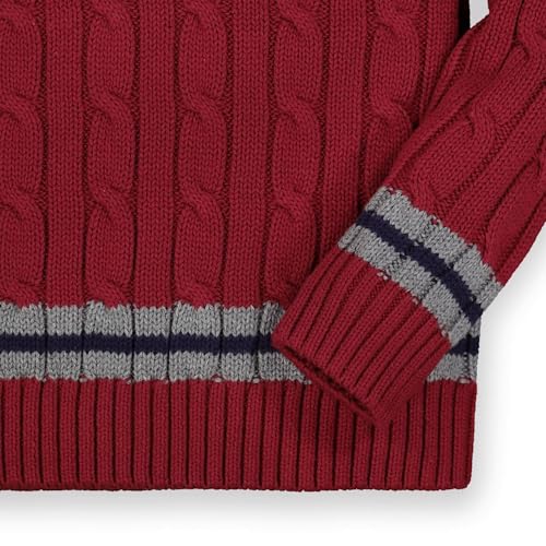 Image of Hope & Henry Boy Baby Boys' Organic Long Sleeve V-Neck Cricket Sweater, 18-24 Months, Dark Red with Gray
