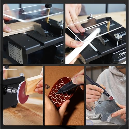 ONEVAN Mini Cordless Table Saw - 1/2" Adjustable 0-90° Angle, 100W Mini Table Saw for Crafts, 4000 RPM, 63mm Blade, Compact Design, DIY Woodworking & Crafts - Image 9