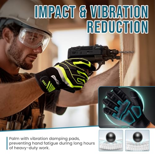 Image of TAILI Level 5 Puncture and Cut Resistant, Impact Protection Work Gloves, S | Anti Vibration, Grip Enhanced, Breathable, Touchscreen Compatible, Machine Washable, Heavy Duty Work Gloves for Men