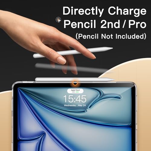 JETech iPad Air 11 インチ M3/M2 (2025/2024)、iPad Air 5/4 ケース (10.9インチ、2022/2020モデル、第5/4世代用) ソフトTPU 透明 スリム 耐衝撃 タブレットカバー Pencil Pro/Pencil 2充電対応 (クリア)