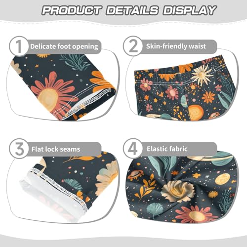 Starry Sky Moon Flower Girls Leggings Ultra Soft Compression Yoga Gym Pants for Kids 4-10T3