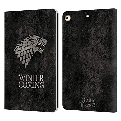 Head Case Designs Officially Licensed HBO Game of Thrones Stark Dark Distressed Look Sigils Leather Wallet Case Compatible with Apple iPad 9.7 2017 / iPad 9.7 2018