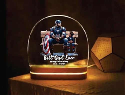 THE GRANDEUR Personalized Fathers Day LED Night Lamp, Mobile App Controlled, Multi-Colour, 20 x 15 cm, Superhero Theme, Design 7
