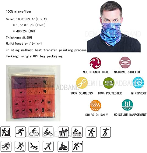 DEMIL 6PCS/8PCS/12PCS Seamless Headband Bandanas Headwear for Men&Women Scarf(A9(12PCS)) 3