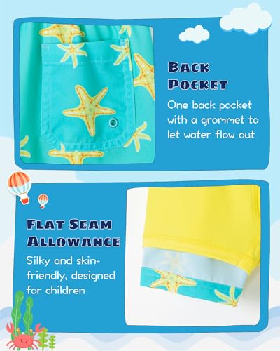 Image of SURF CUZ Boys Swim Trunks with Boxer Brief Liner Toddler Boy Stretch Swimsuit Shorts Quick Dry Swimming Trunks Bathing Suit