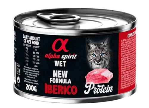 Alpha Spirit Nassfutter für Katzen, 6 Dosen x 200 g (Schweinefleisch)