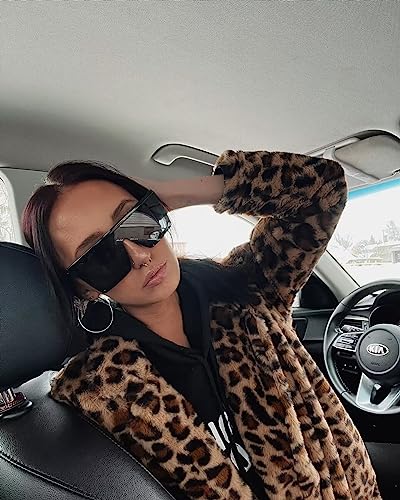Image of FEISEDY Oversized Square Trendy Sunglasses Womens Mens Futuristic Flat Top Visor Shades UV400 B2470