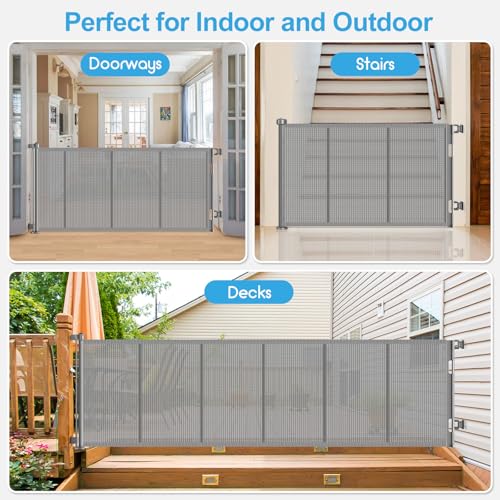 Upgrade 120 inch Retractable Baby Gates, EZIGO Extra Wide Baby Gate for Large Opening Extra Long Mesh Gate for Kids or Pet Dog Gate Child Safety Gate for Stairs Hallways Doorway Indoor Outdoor, Gray by EZIGO - Used condition - Image 7
